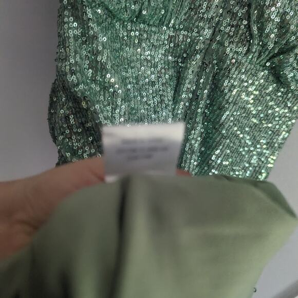 Women's Harlyn Mint Blue Sequin Dress XS Faux Wrap Front Cocktail Formal - Picture 3 of 8